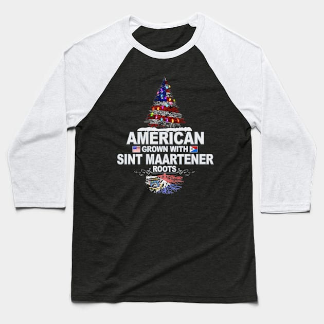 Christmas Tree  American Grown With Sint Maartener Roots - Gift for Sint Maartener From Sint Maarten Baseball T-Shirt by Country Flags